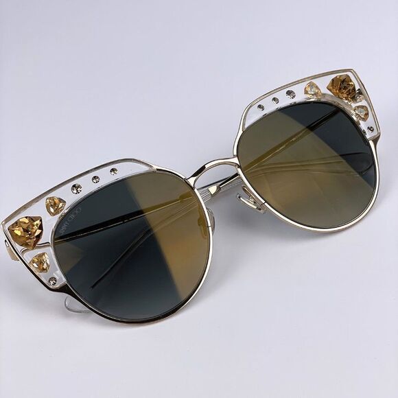 NEW Jimmy Choo AUDREY/S REJ Gray Gold Mirrored Women Sunglasses